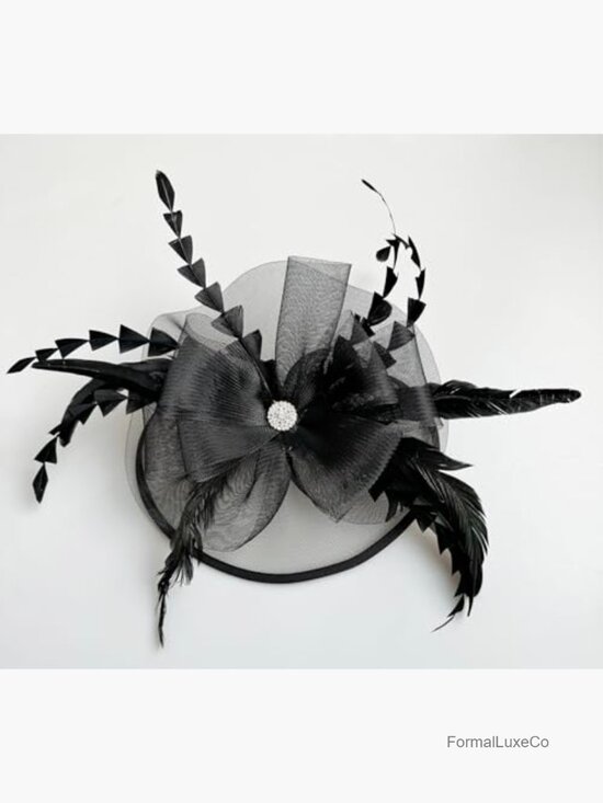 Mesh Feather Rhinestone Fascinator Derby Hat Headband Clip
